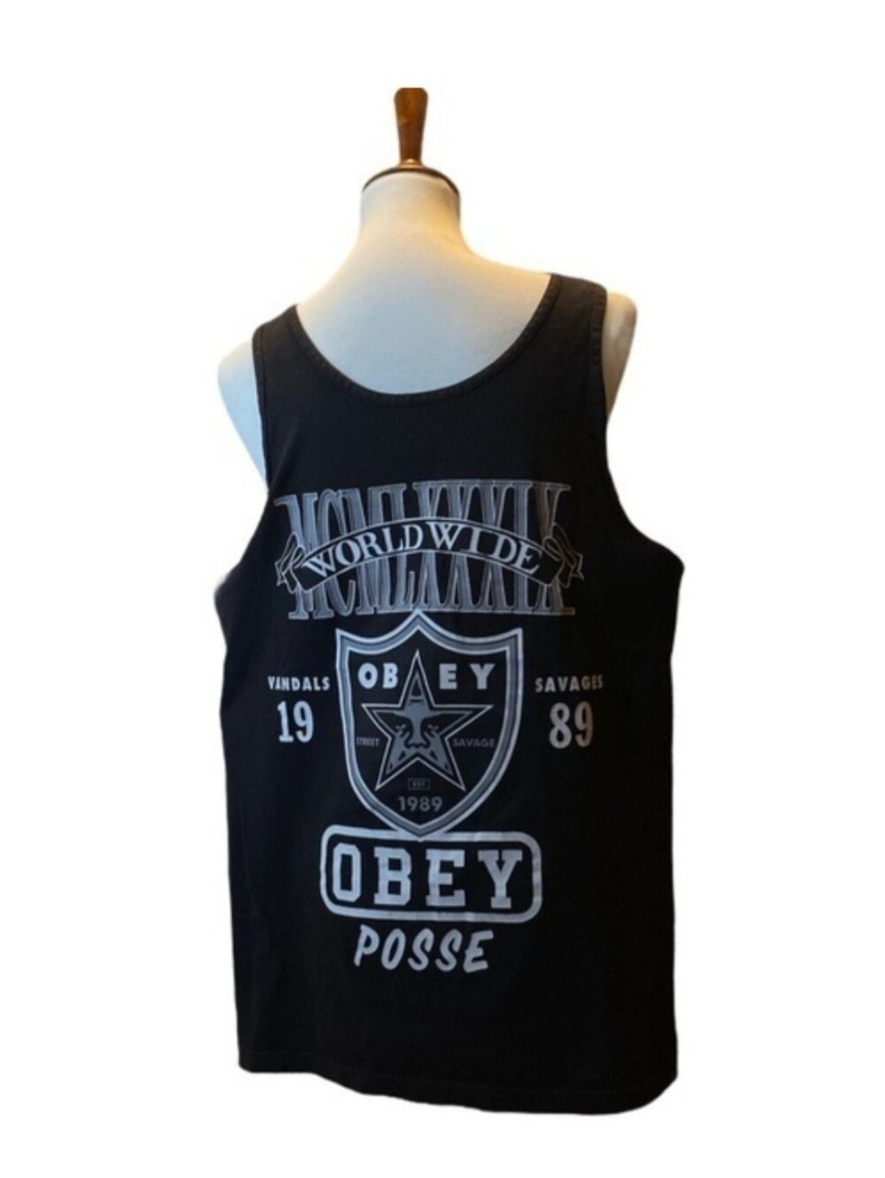 BLACK OBEY: Vintage tank top in good vintage condition Sz L